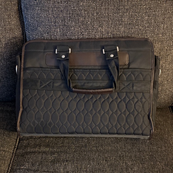 Lug Brand Black and Brown Quilted briefcase style Bag - Picture 2 of 4